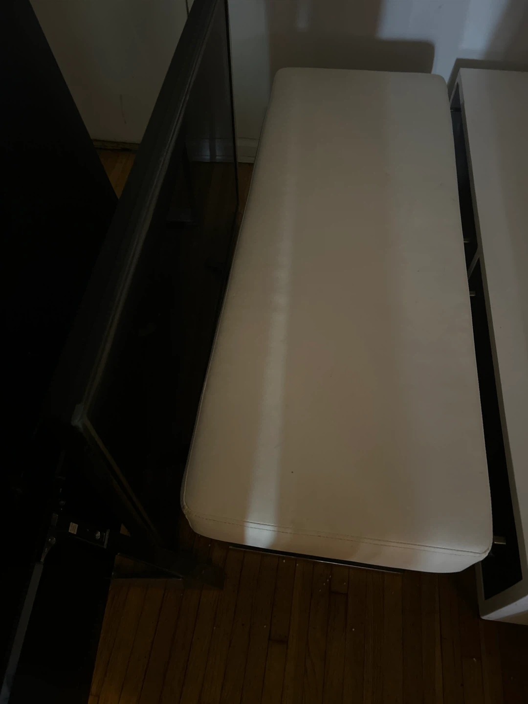 White Padded Bench Seat