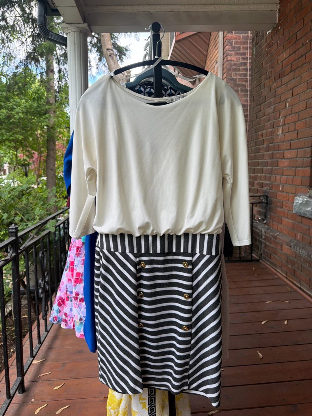 Women's 3/4 Sleeve Striped Dress