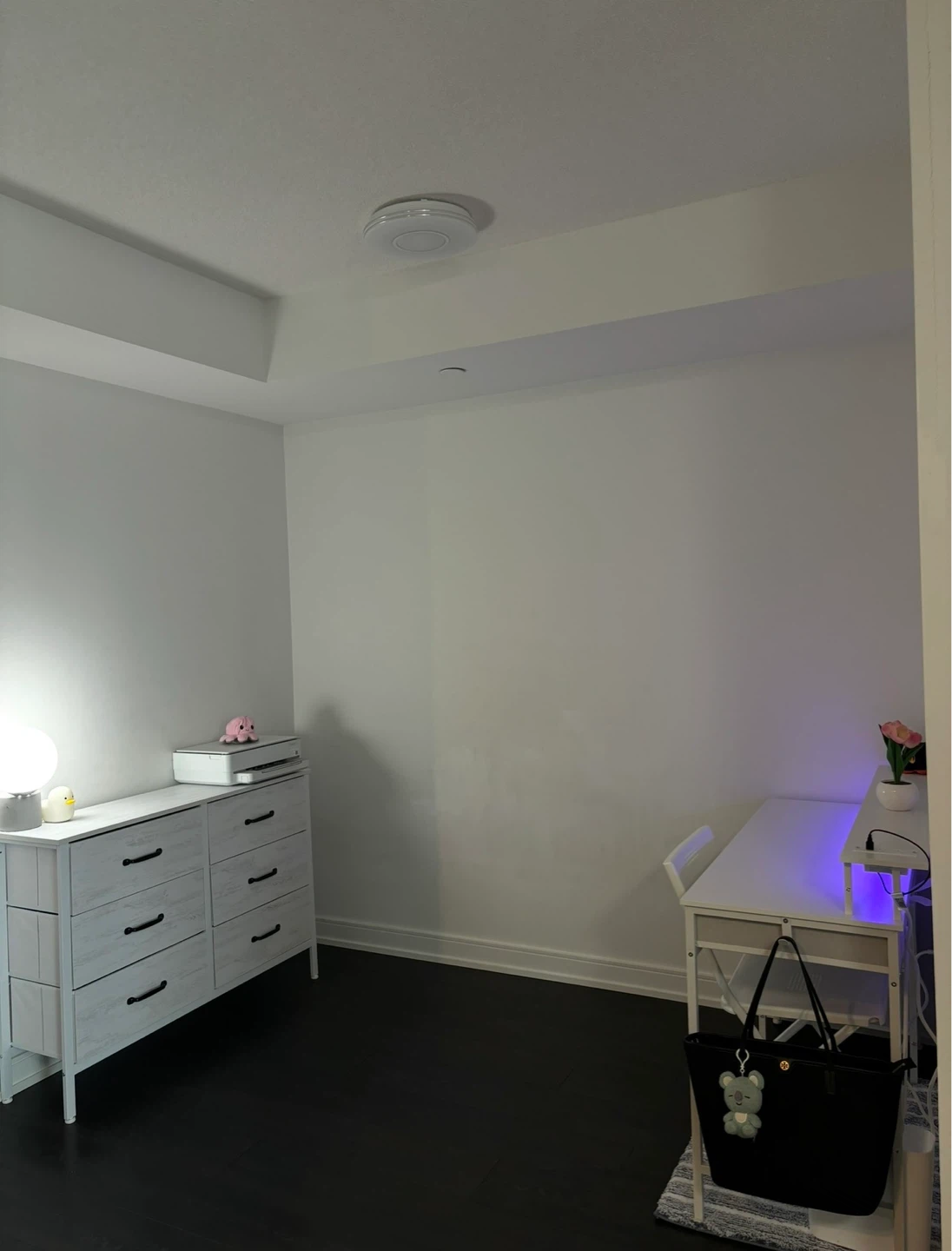 White Desk with LED Lighting and Drawers - photo 2