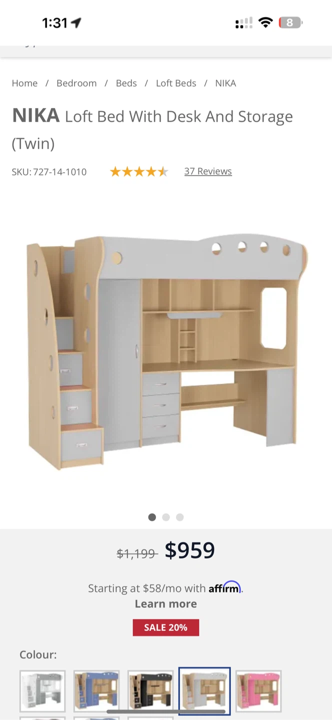 NIKA Loft Bed With Desk and Storage (Twin) - photo 4