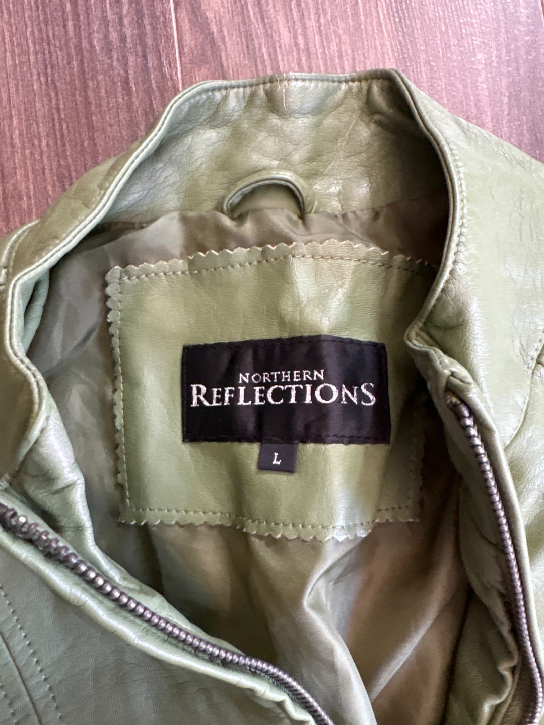 Northern Reflections Women's Green Leather Jacket - Size L - photo 2