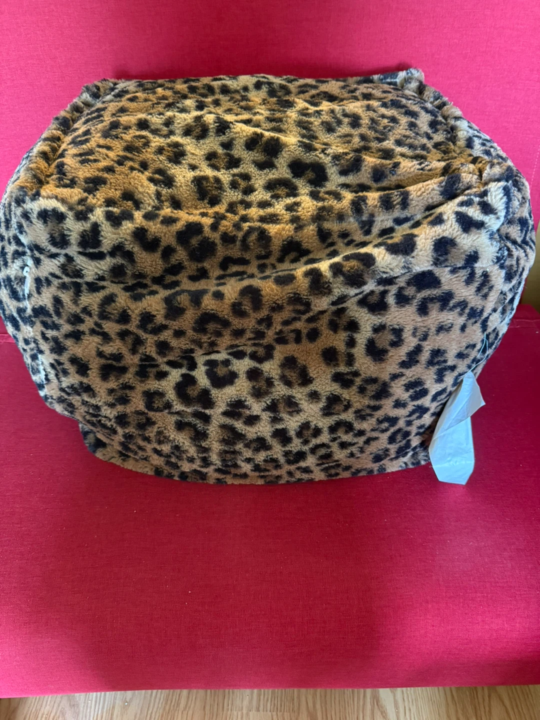 Faux Fur Leopard Print beanbag   Ottoman/Footstool