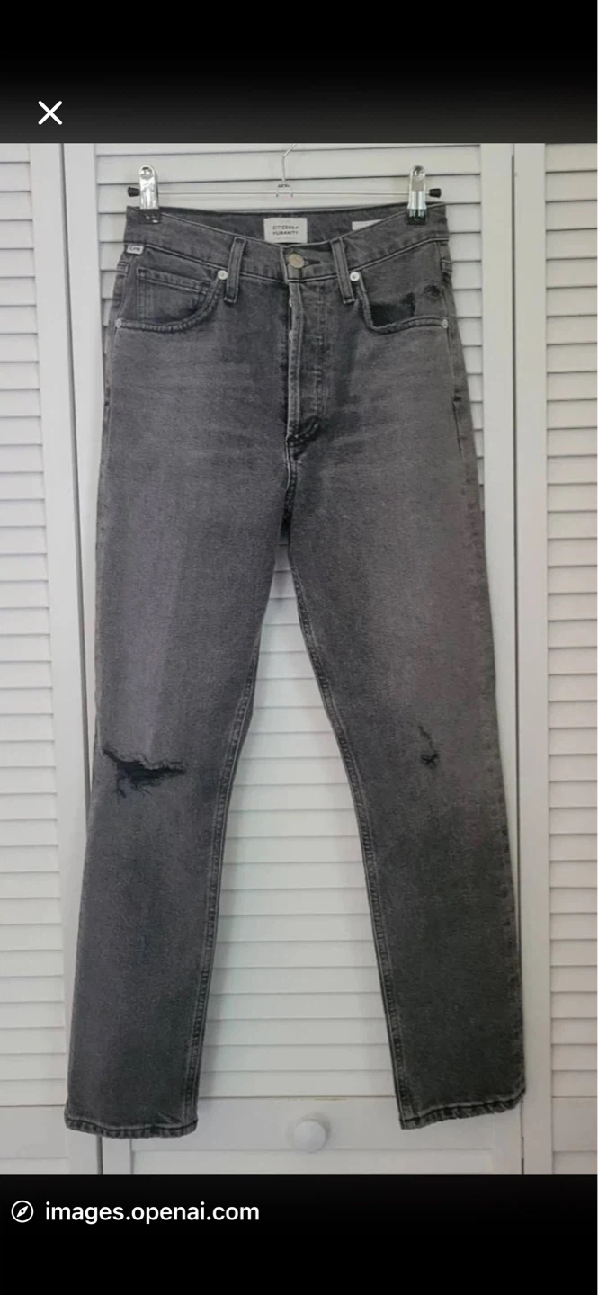 Citizens of Humanity Jolene Grey Distressed Straight Leg Jeans - photo 5