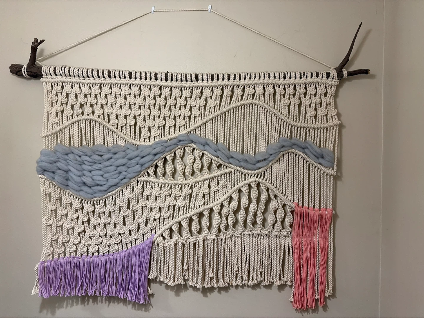 Macrame Wall Hanging with Yarn Accents