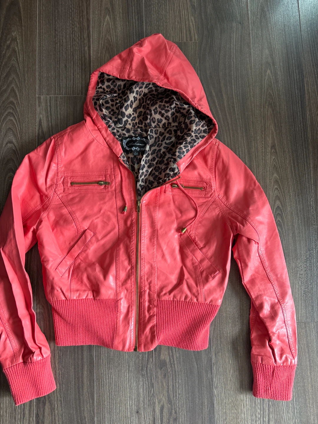 Ambiance Hooded Faux Leather Jacket