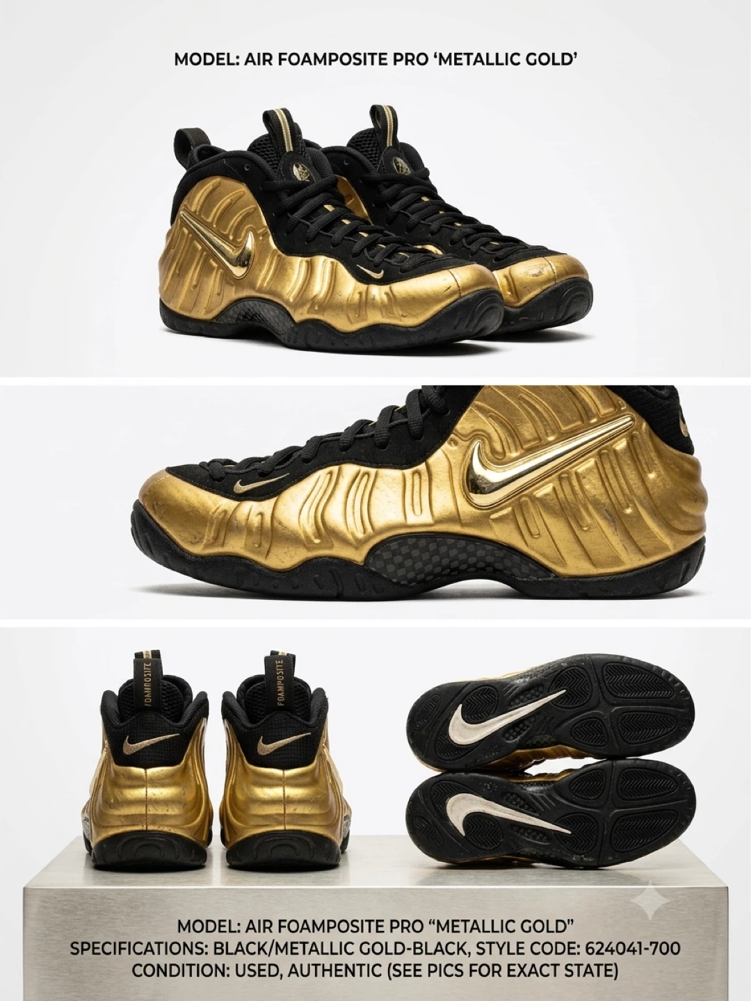 Nike Air Foamposite Pro 'Metallic Gold' Shoes