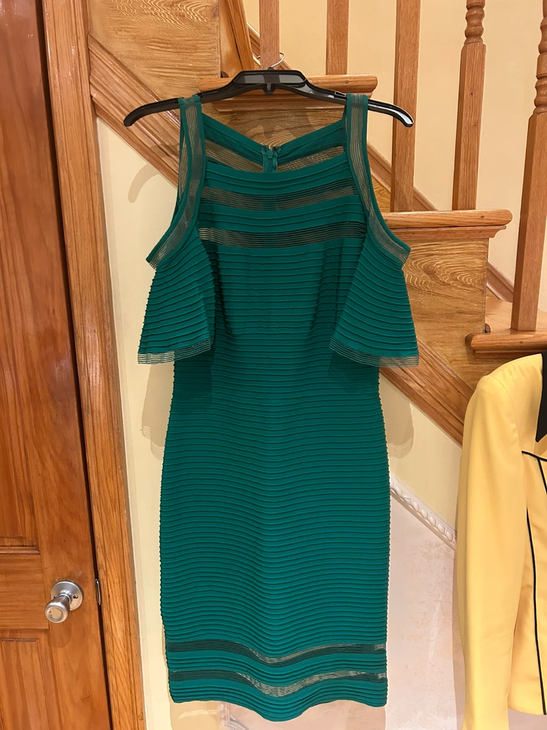 Women's Green Sheer Neckline Dress