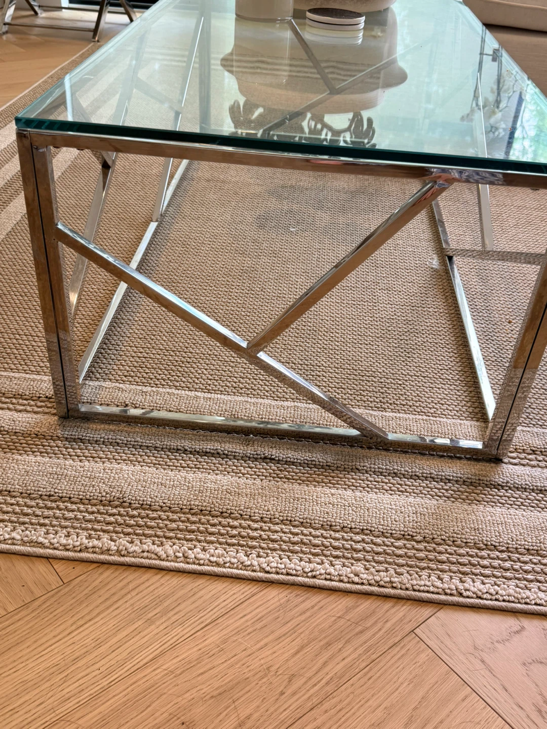 Glass Top Coffee Table with Chrome Base - photo 3