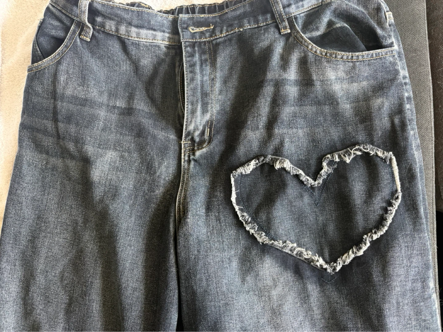 Size 20 Denim Jeans with Heart Cutouts