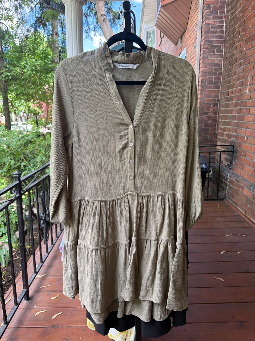 ZARA Tiered Button-Up Tunic Dress