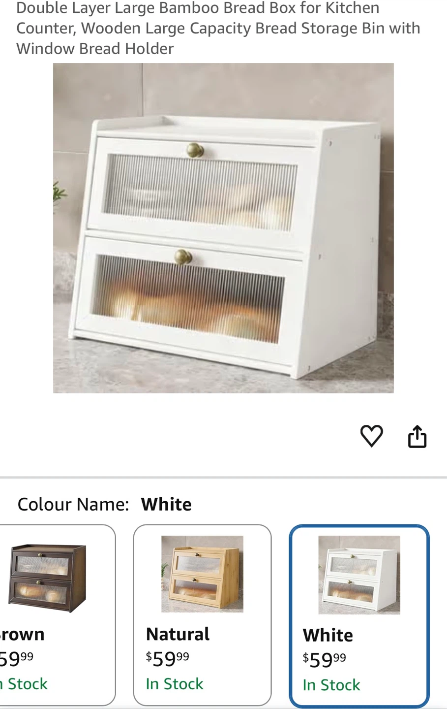 Double Layer Bread Box - White