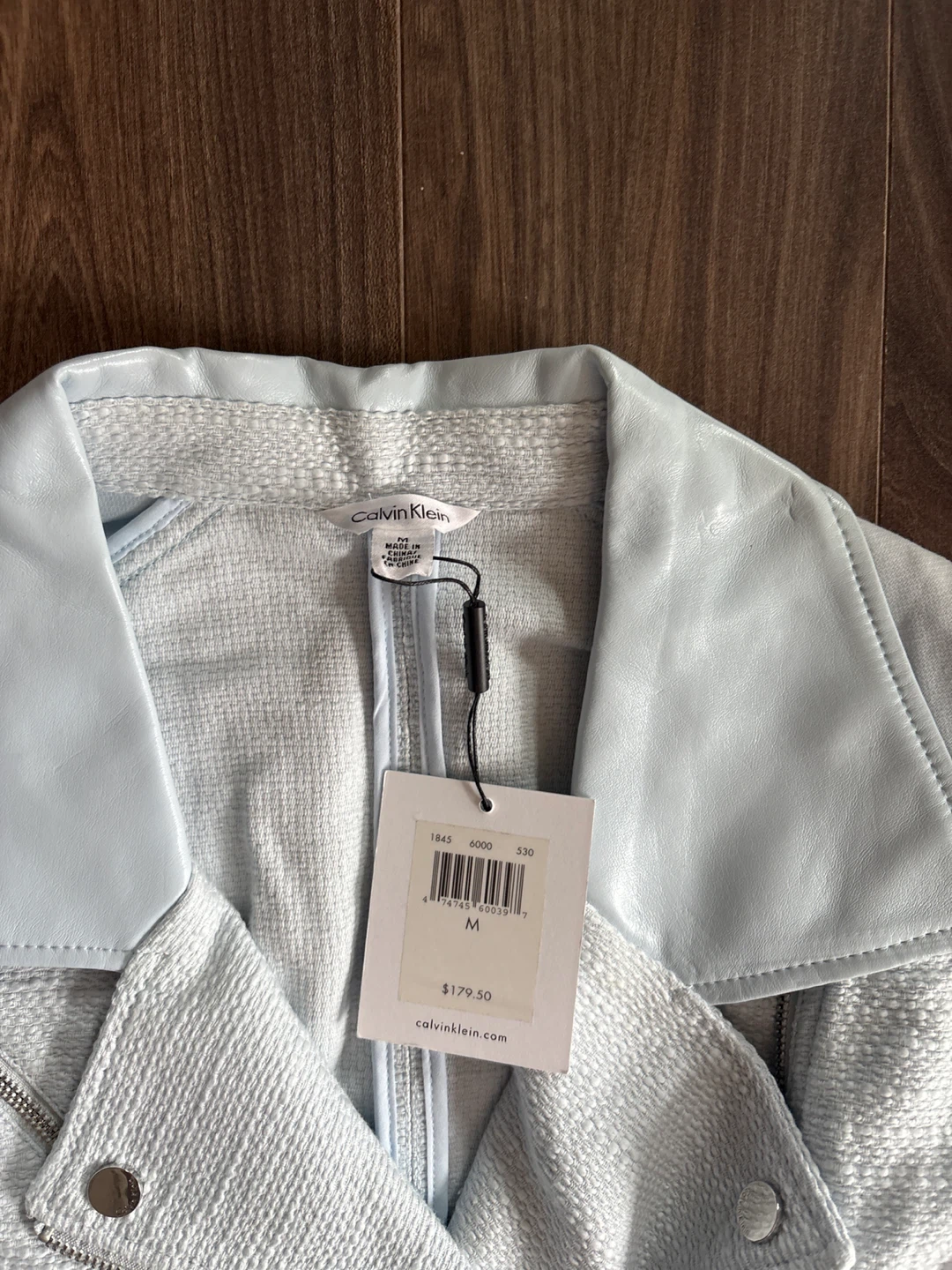 Calvin Klein Light Blue Moto Jacket - Size M - photo 2