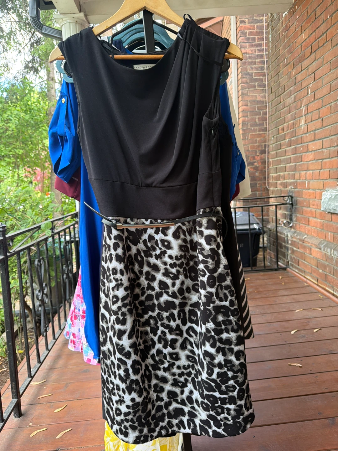 Black and Leopard Print Sheath Dress