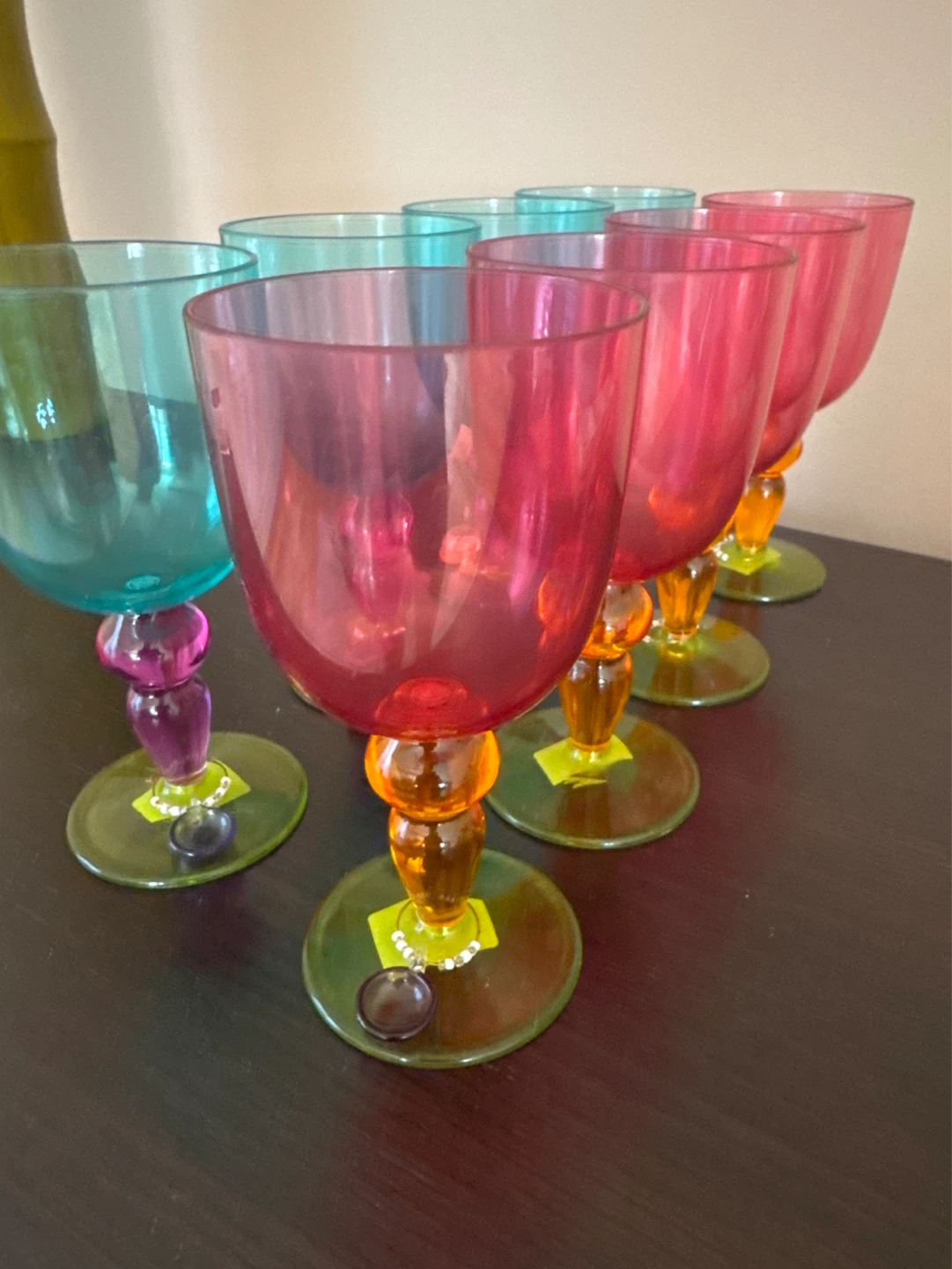 Set of 6 Coloured  Plastic Wine Glasses - photo 2