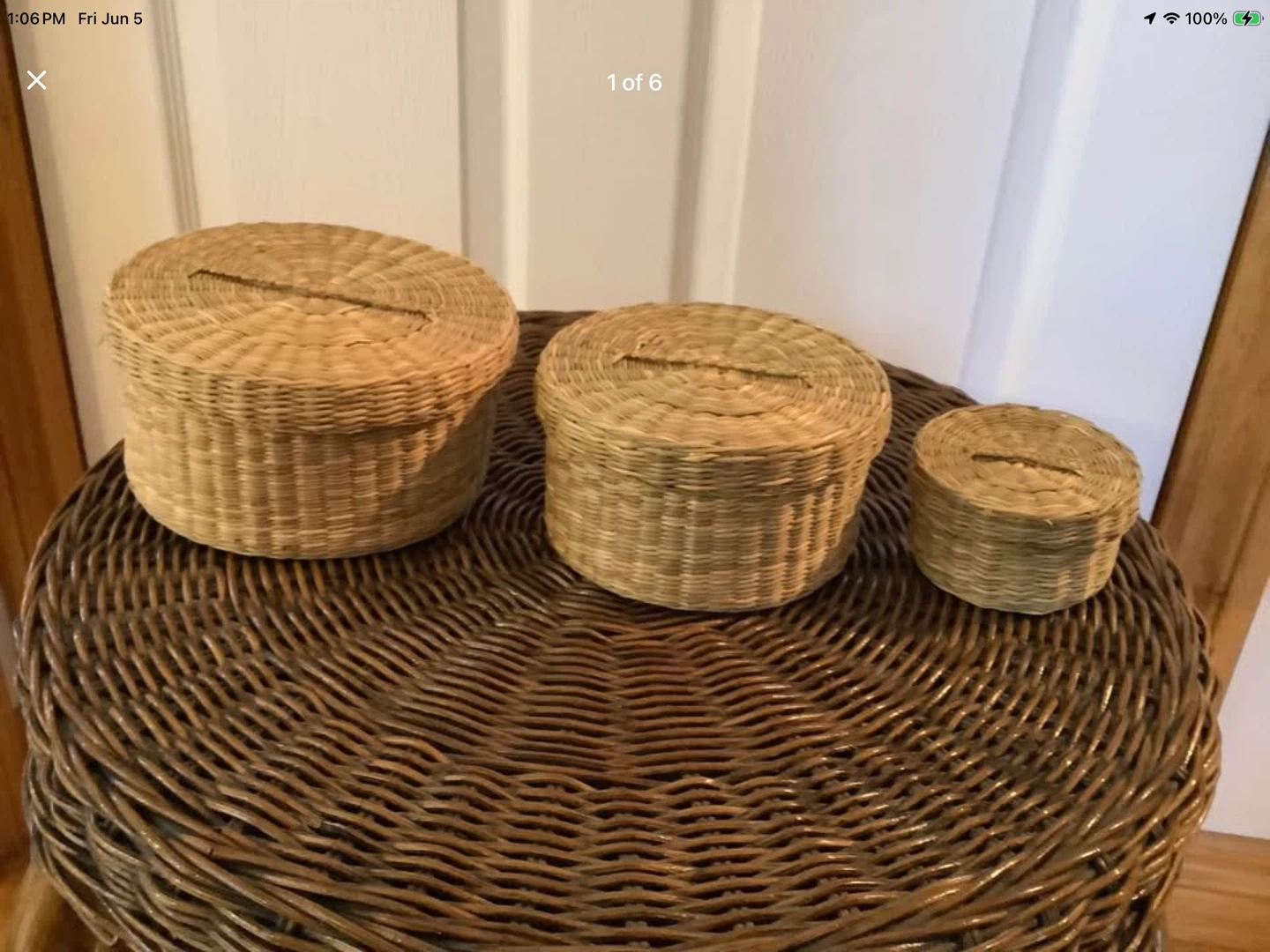 Three Vt Handmade Braided Sweetgrass Nesting Baskets 🐞