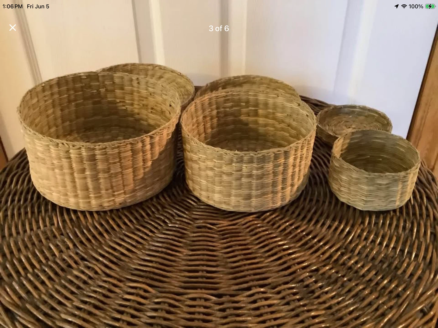 Three Vt Handmade Braided Sweetgrass Nesting Baskets 🐞 - photo 3