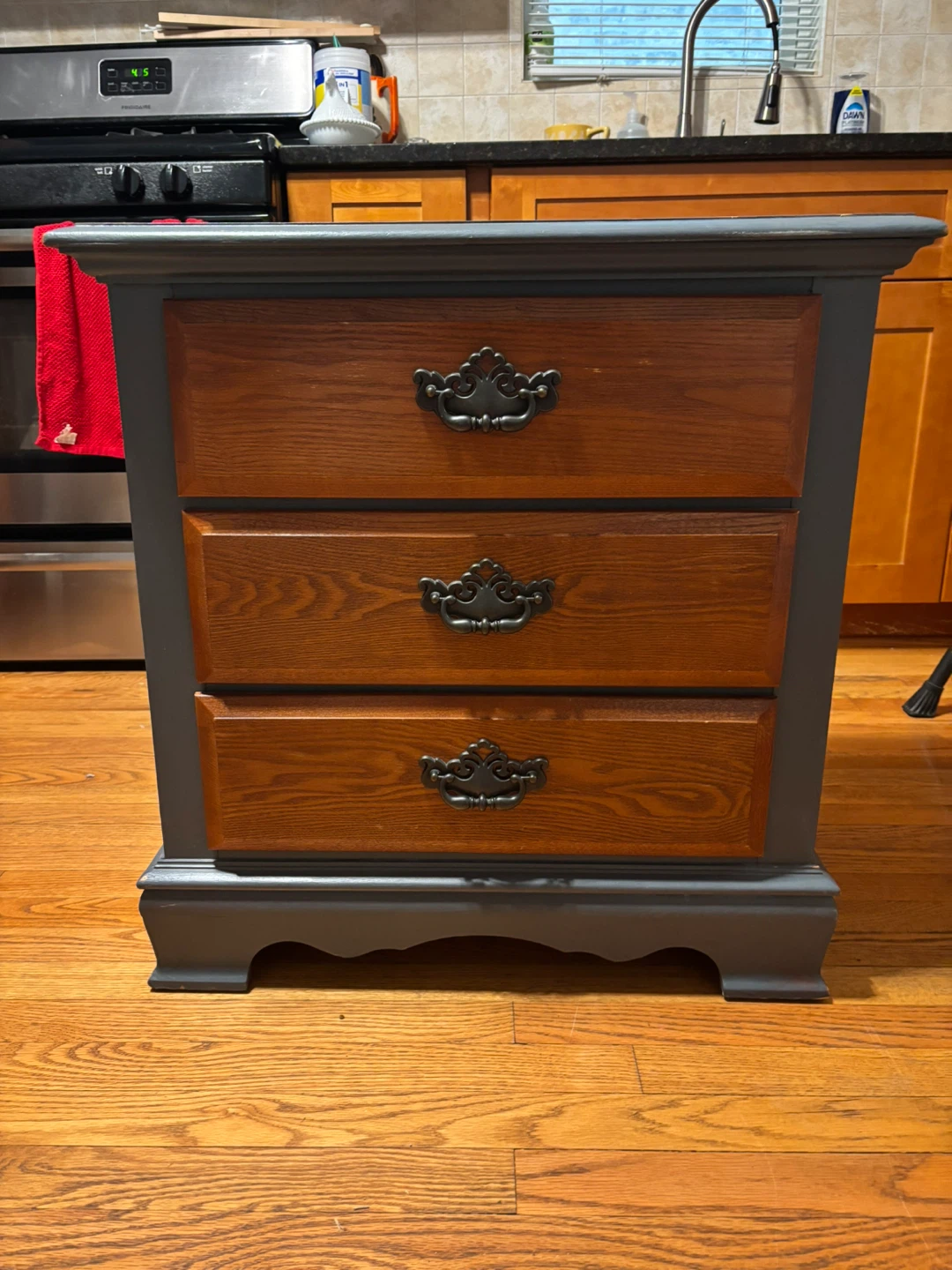 3-Drawer Nightstand Dresser - Blueish Gray/Wood - photo 2