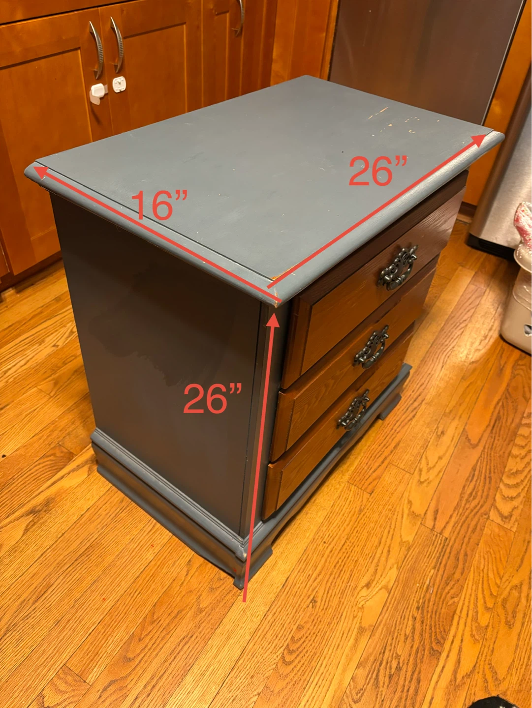 3-Drawer Nightstand Dresser - Blueish Gray/Wood
