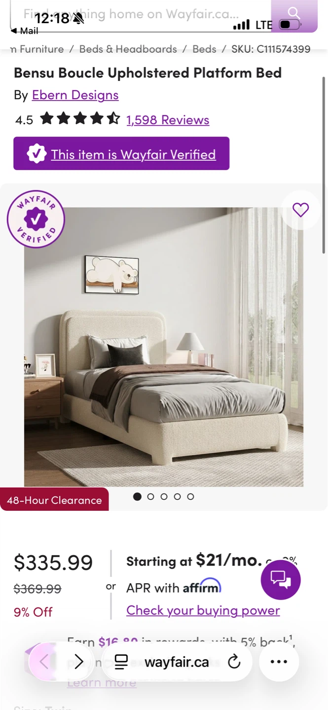 Wayfair twin bed frame