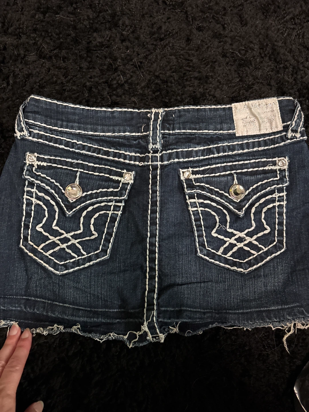 Miss Me Embellished Denim Mini Skirt