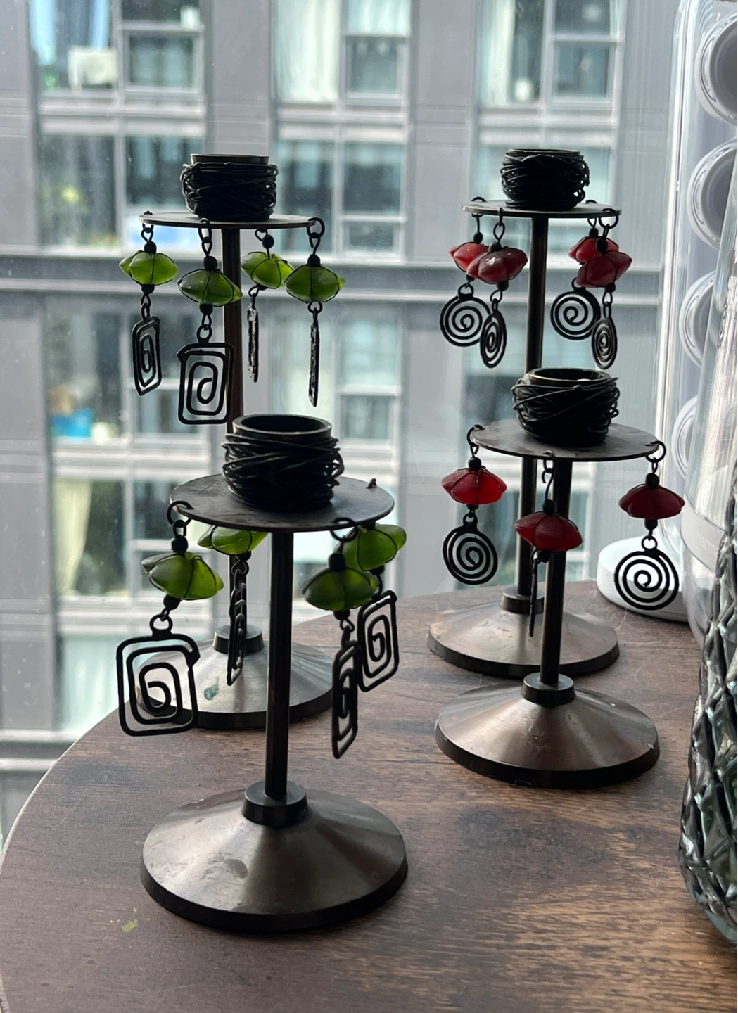 Set of 4  Eighteen Karat metal elements vintage Candlesticks - photo 2