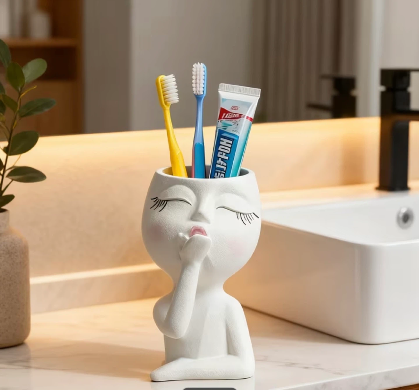 Novelty Head Planter Toothbrush Holder