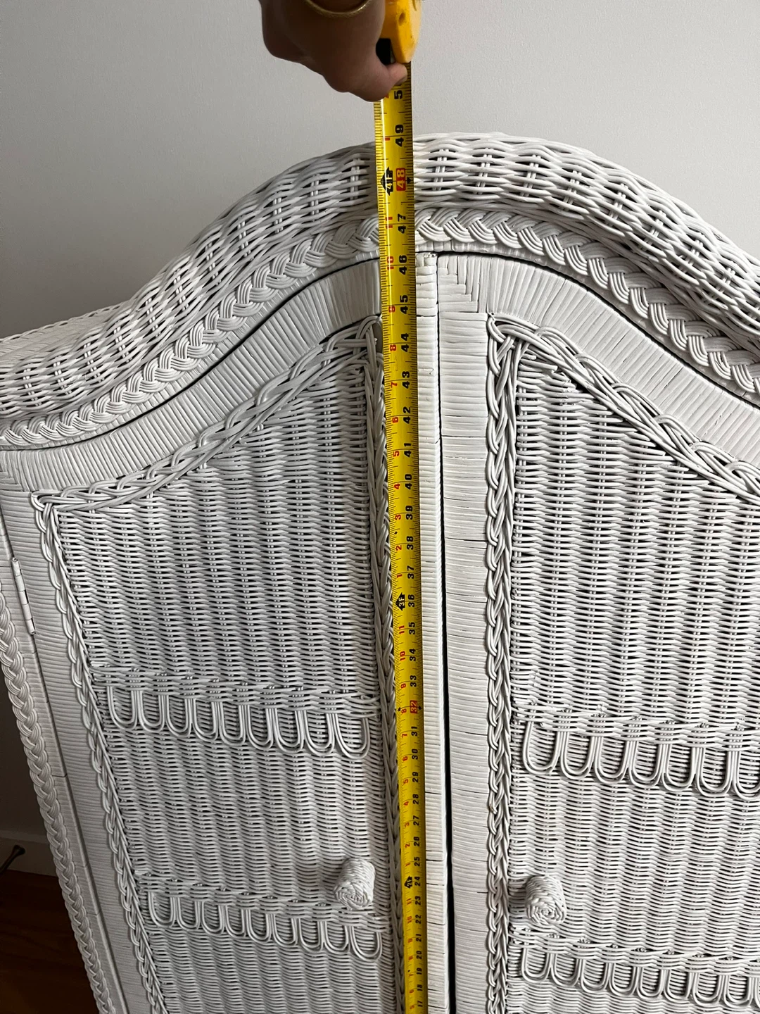 White Wicker Armoire Wardrobe ( Rattan closet)