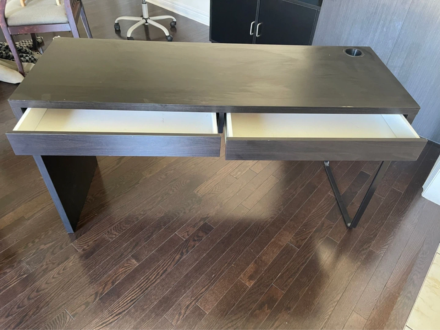 Dark Brown Desk with Drawers