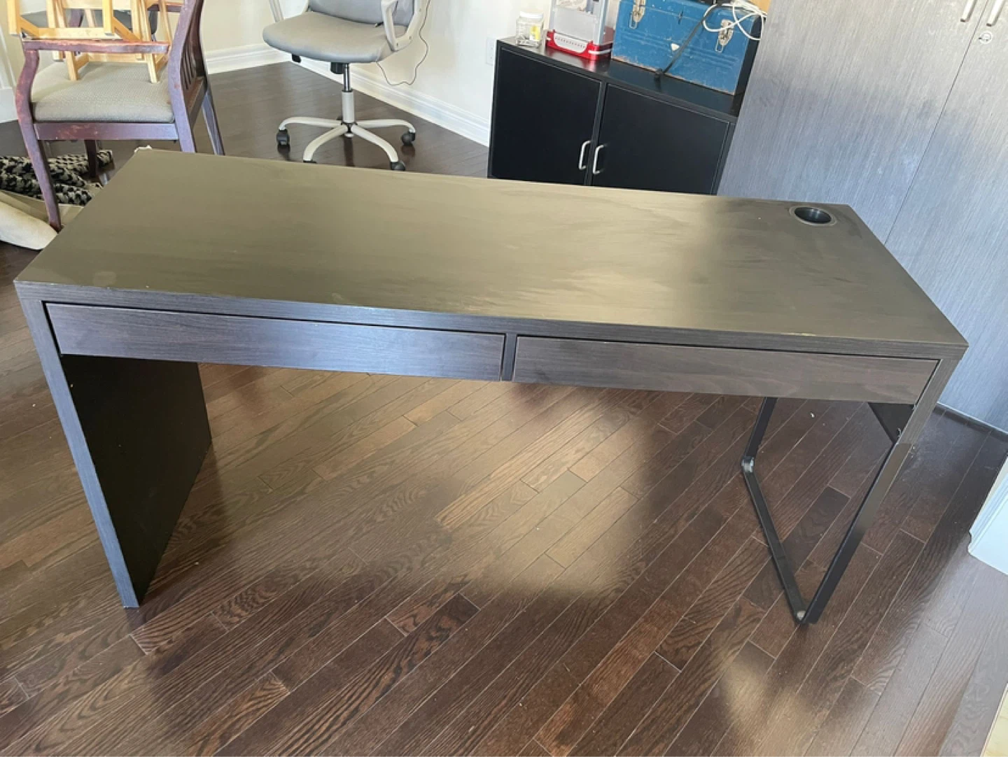 Dark Brown Desk with Drawers - photo 2