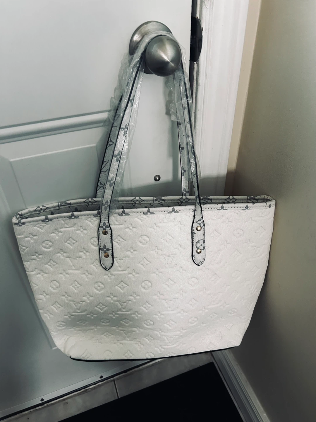 White Tote Bag with Pouch