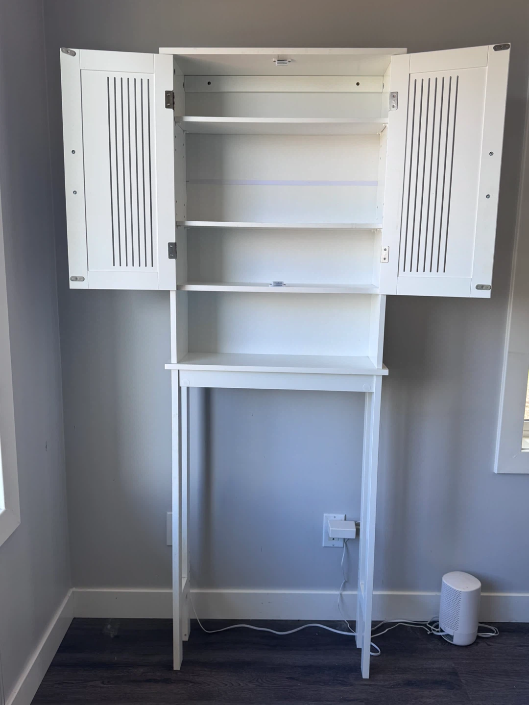 White Bathroom Over Toilet Storage Shelf Unit - photo 2