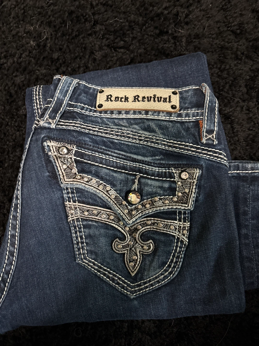 Rock Revival Jeans Women's Size 28 Embellished Pockets Dark Wash