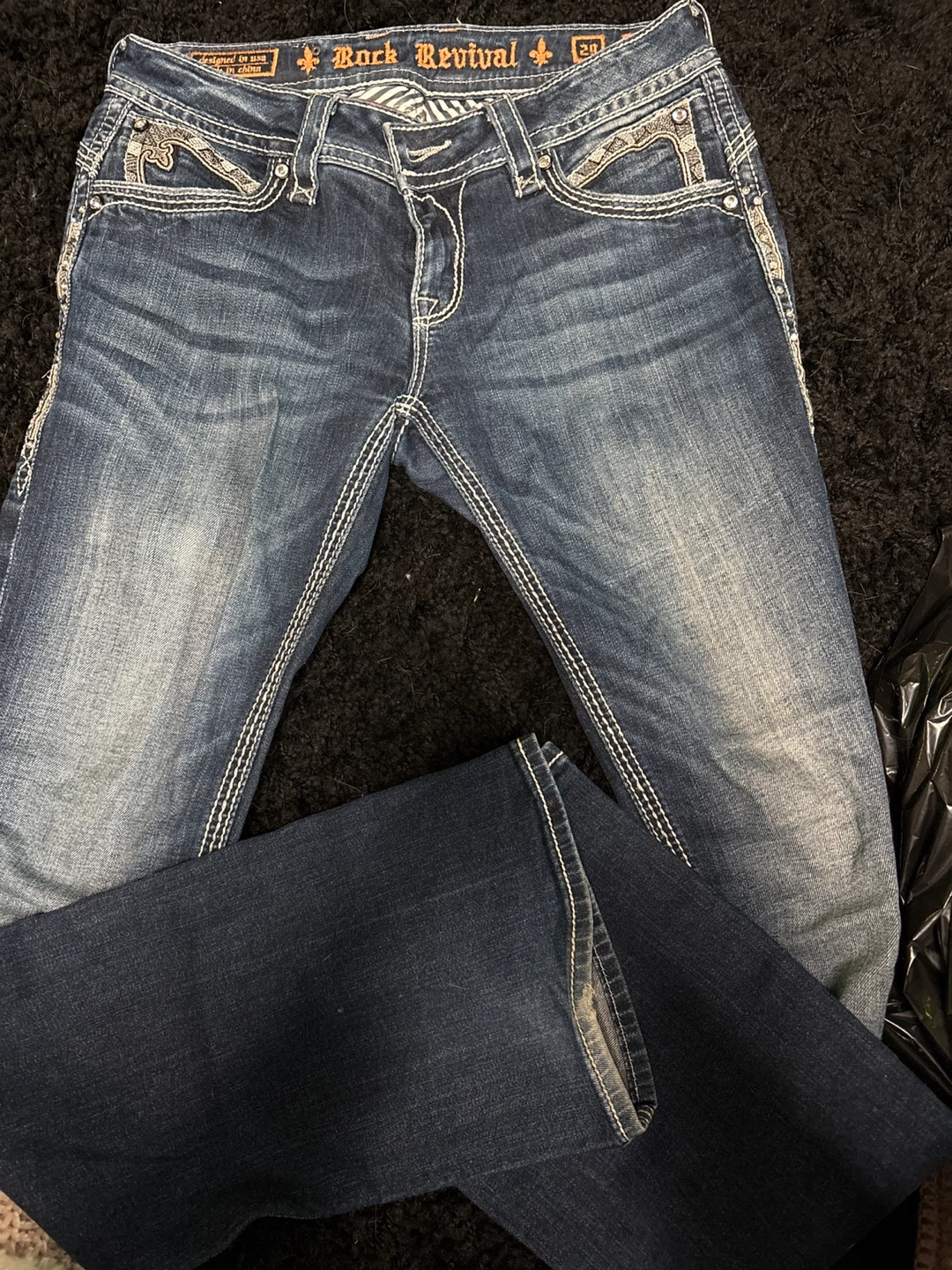 Rock Revival Jeans Women's Size 28 Embellished Pockets Dark Wash - photo 2