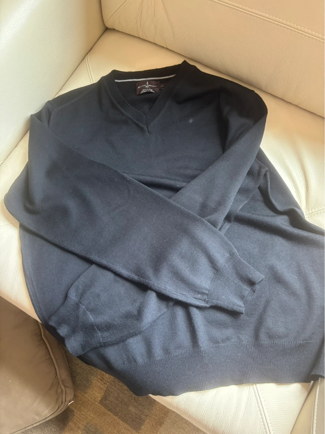 Black Brown 1826 V-Neck Sweater black lambs wool Large - photo 3