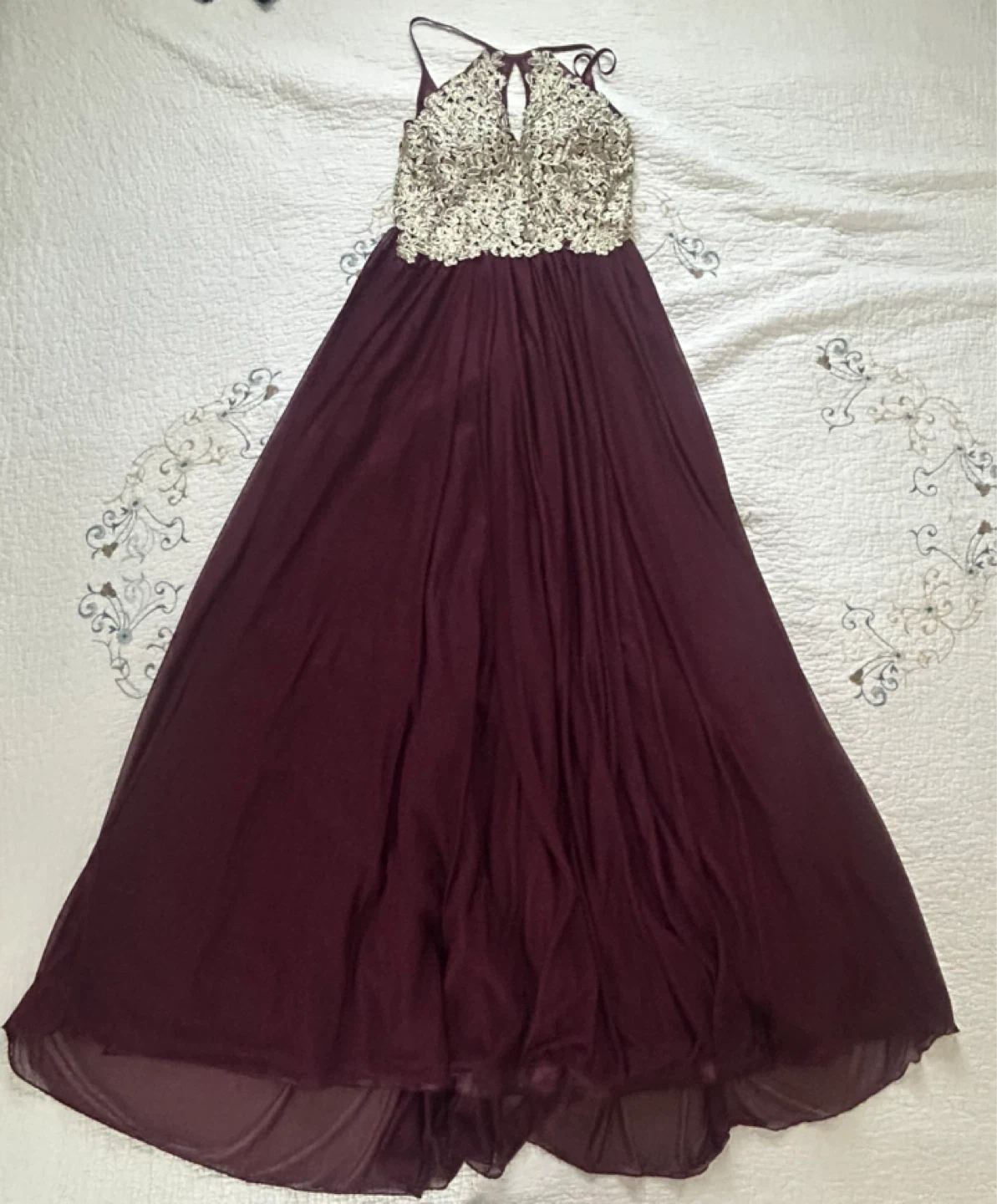 My Michelle Burgundy Embellished Gown