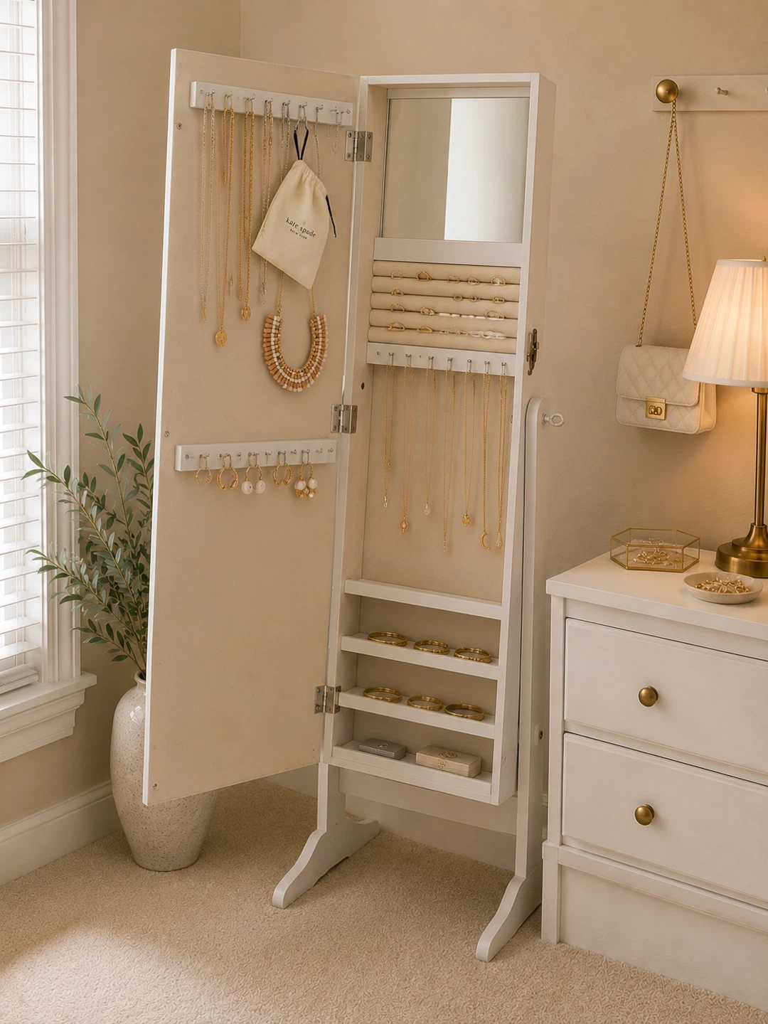 Standing Jewellery Cabinet Mirror