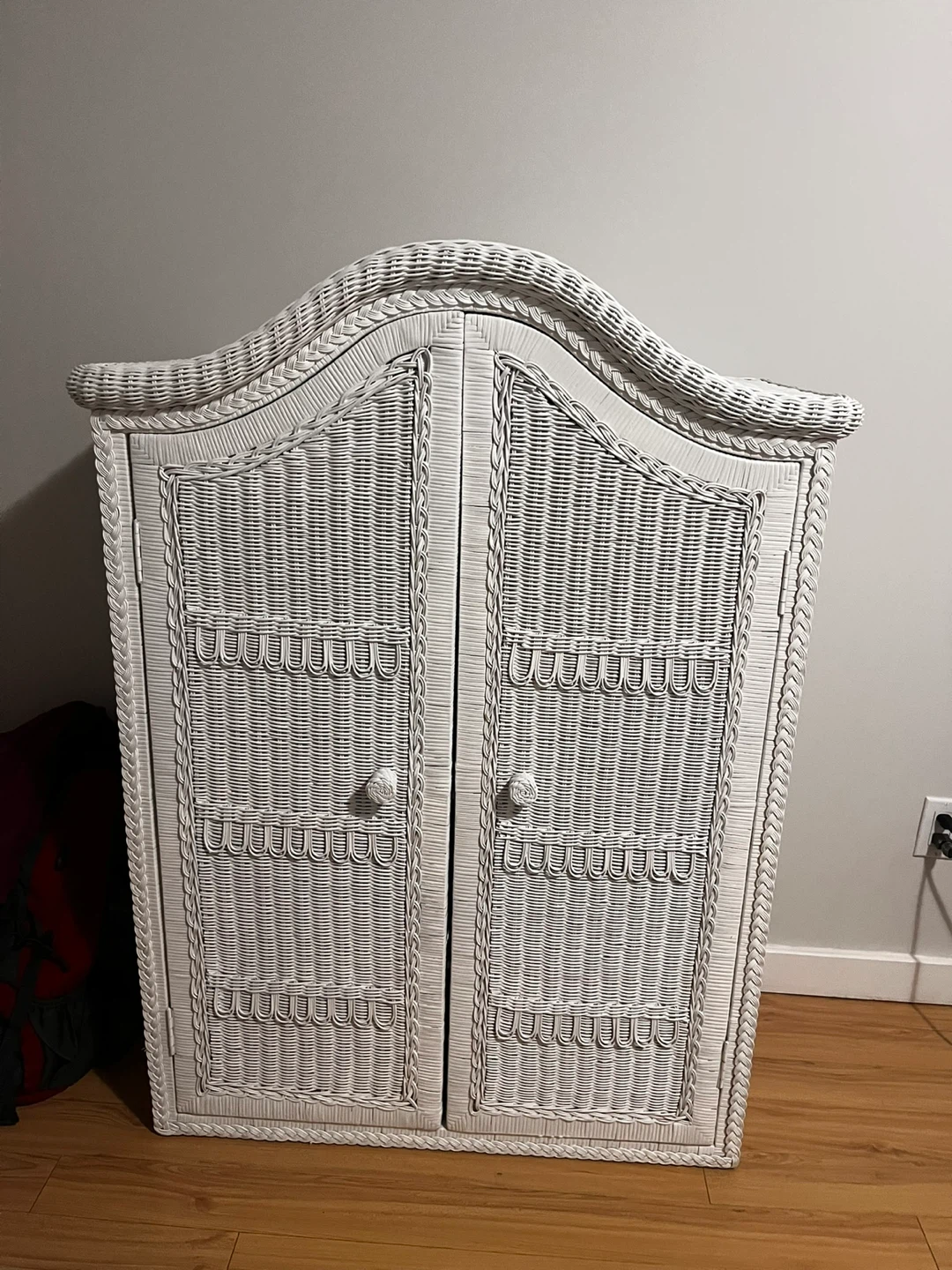 White Wicker Armoire Wardrobe ( Rattan closet) - photo 5