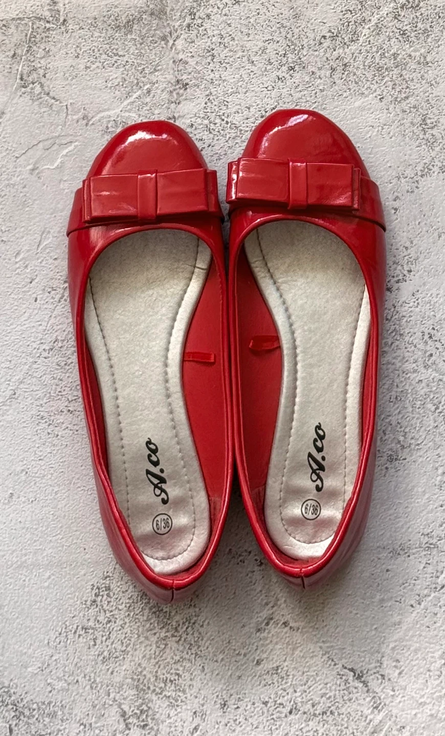 A.co Red Ballet Flats with Bow Size 6/36