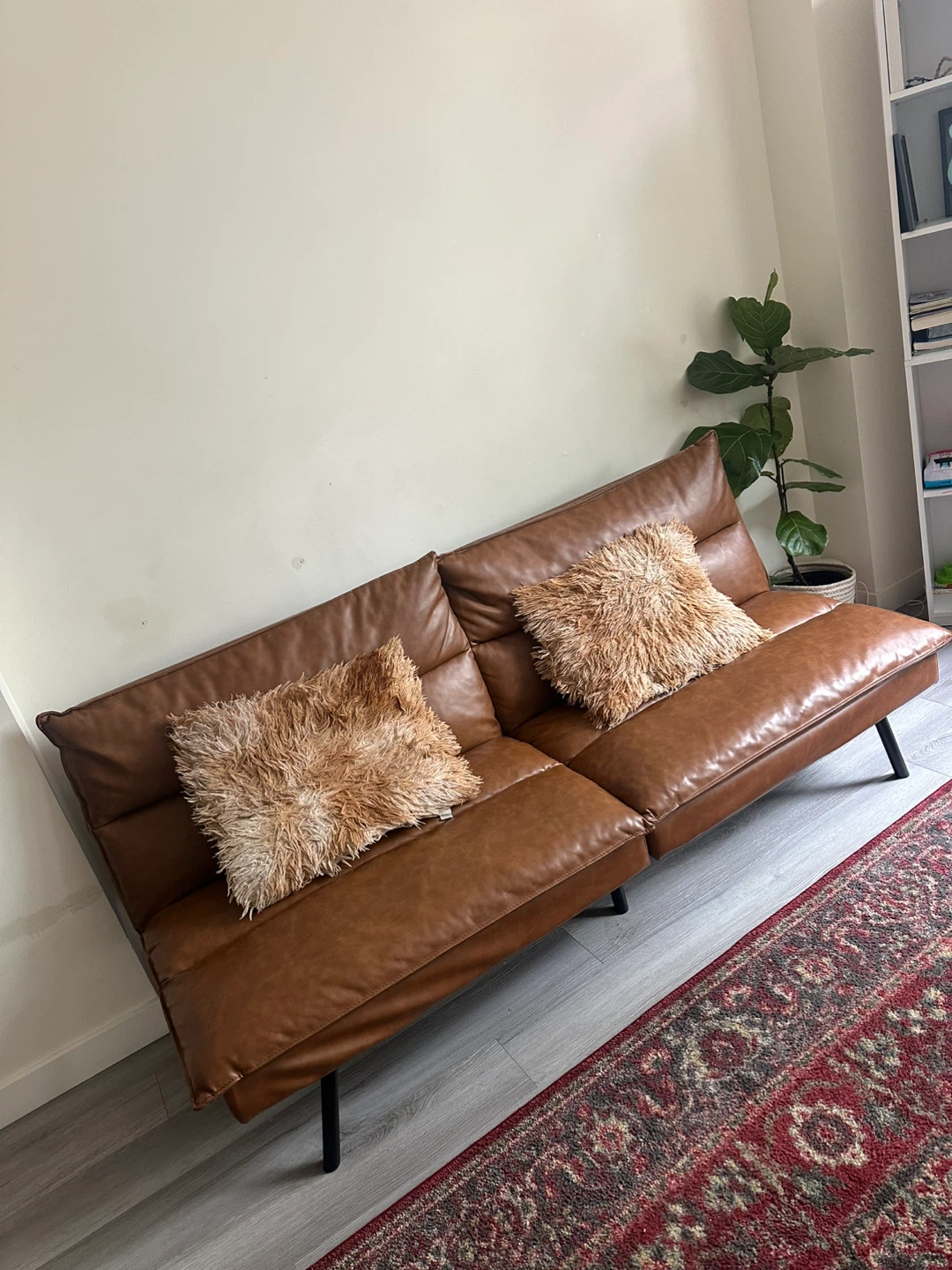 Brown Faux Leather Loveseat Sofa