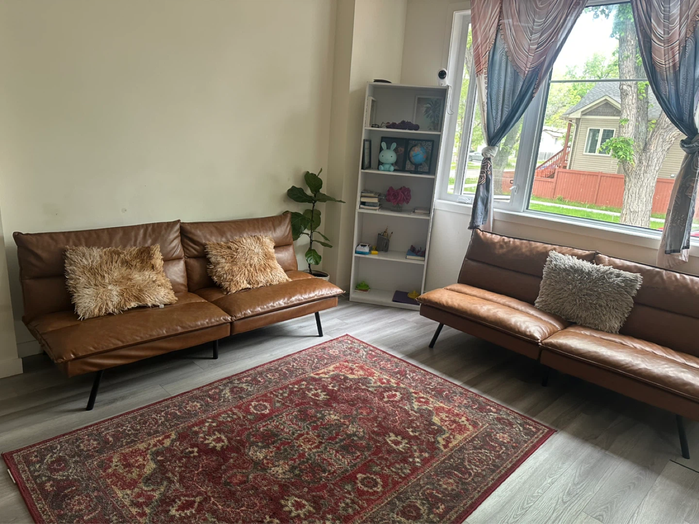 Brown Faux Leather Loveseat Sofa - photo 2