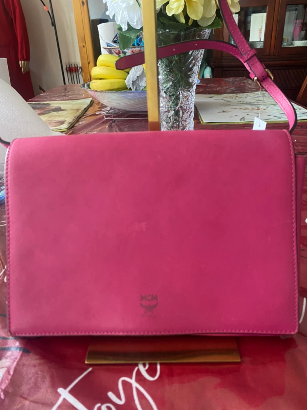 MCM Pink Leather Crossbody Bag