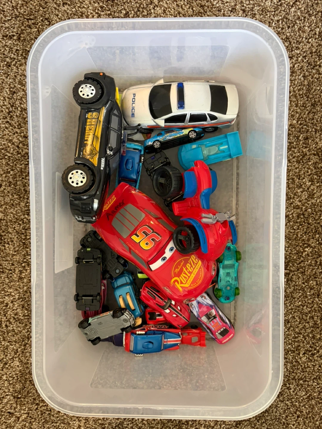 Assorted Toy Cars - Tonka, Lightning McQueen, Police Car