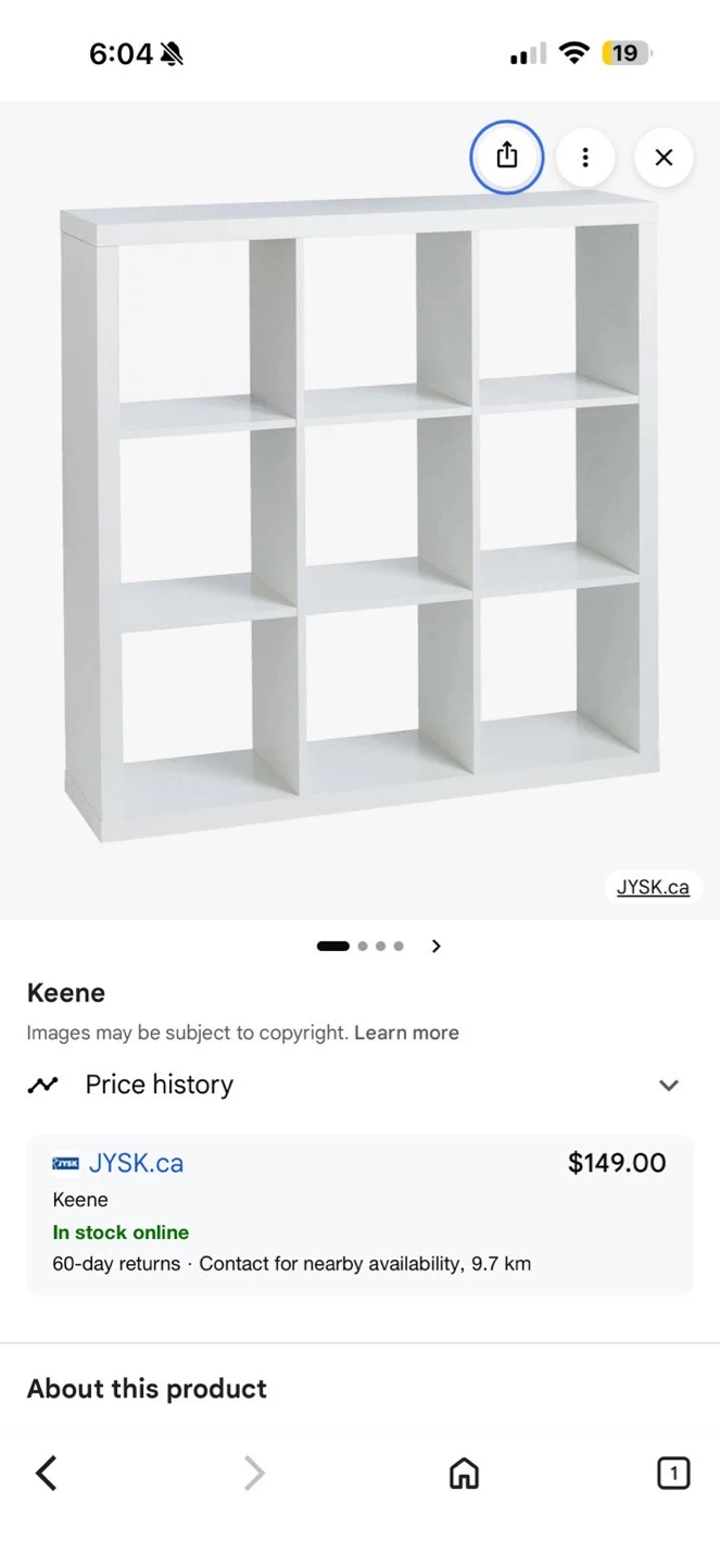 JYSK Keene 9-Cube Bookcase - White