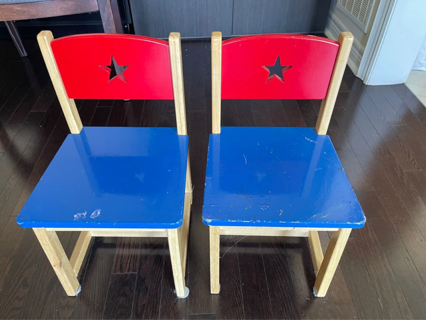 Kids Blue and Red Chairs with Star Cutout - Set of 2