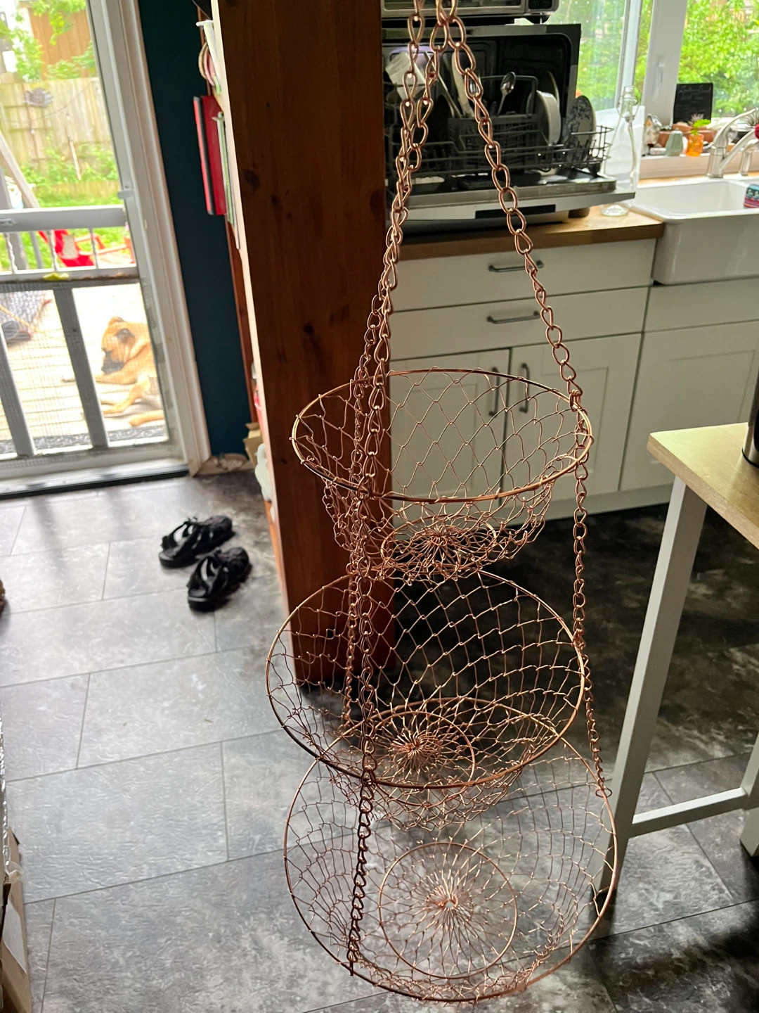 3-Tier Hanging Copper Wire Basket