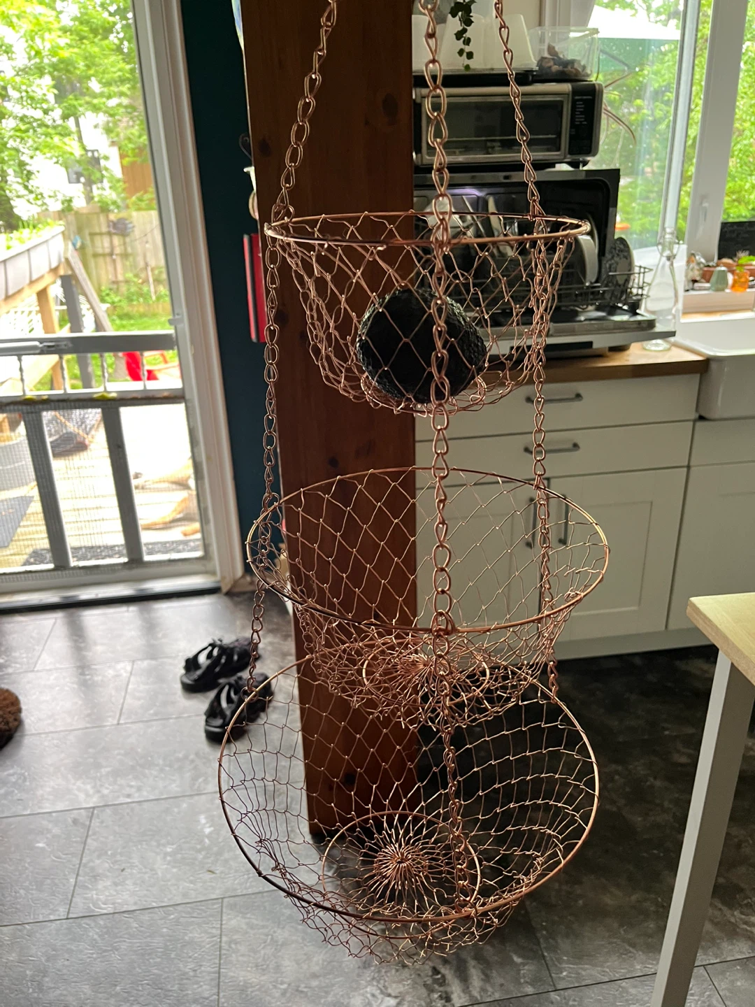 3-Tier Hanging Copper Wire Basket - photo 2