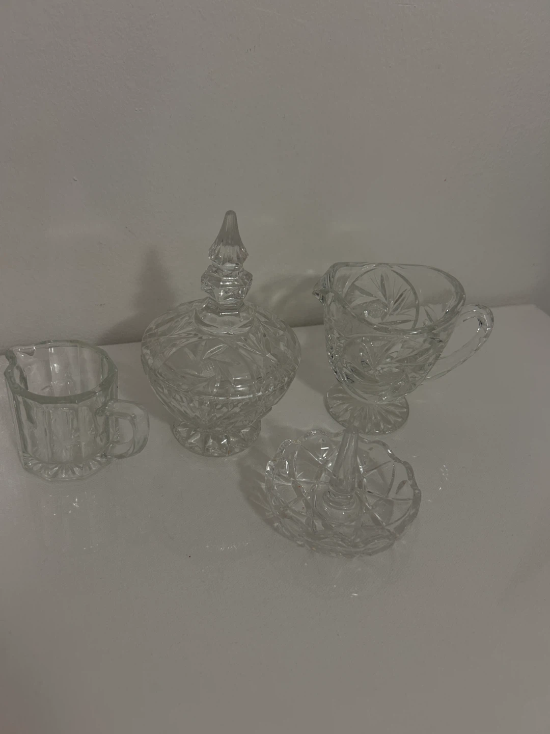 Crystal Glass Creamer and Sugar Bowl Set