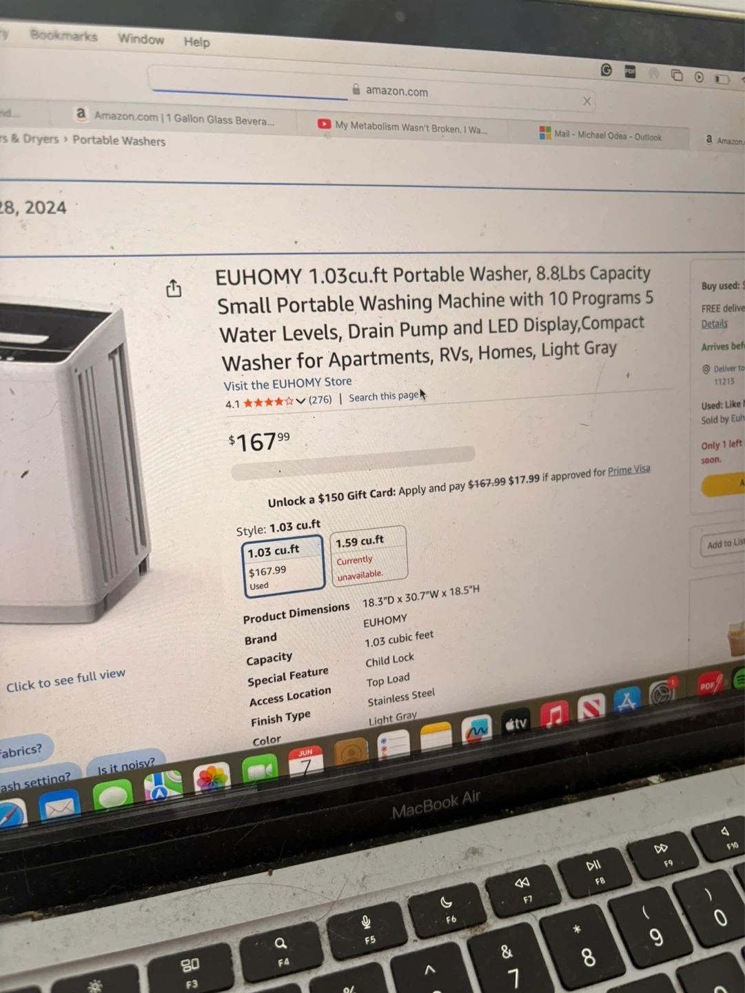 EUHOMY 1.03cu.ft Portable Washing Machine