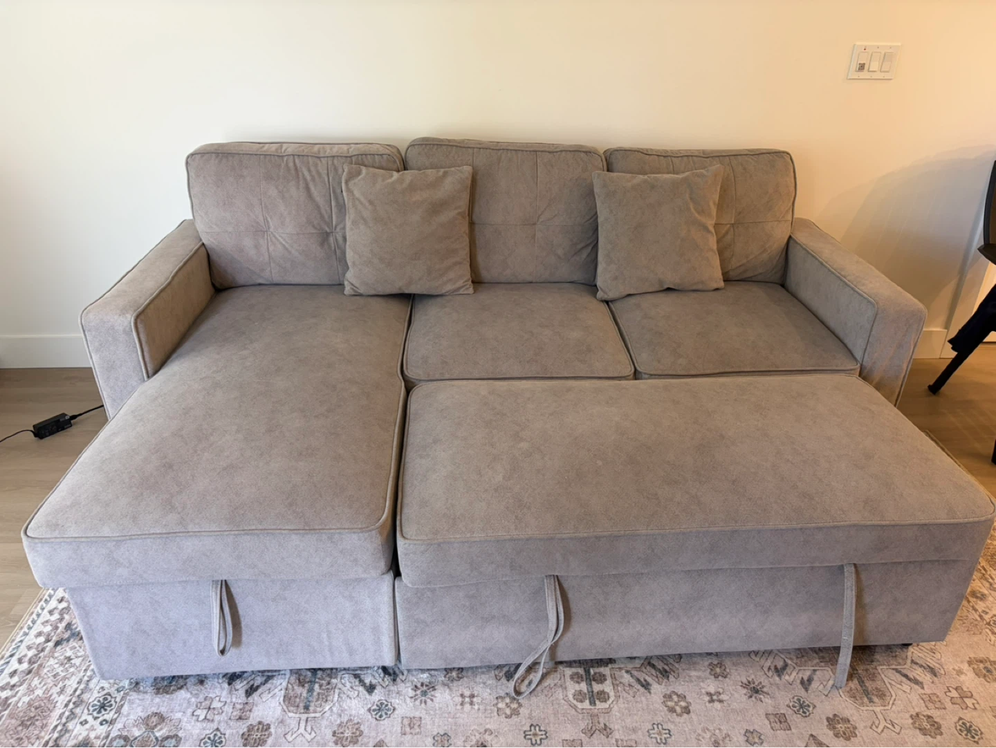 Grey Sectional Sofa Bed with Storage