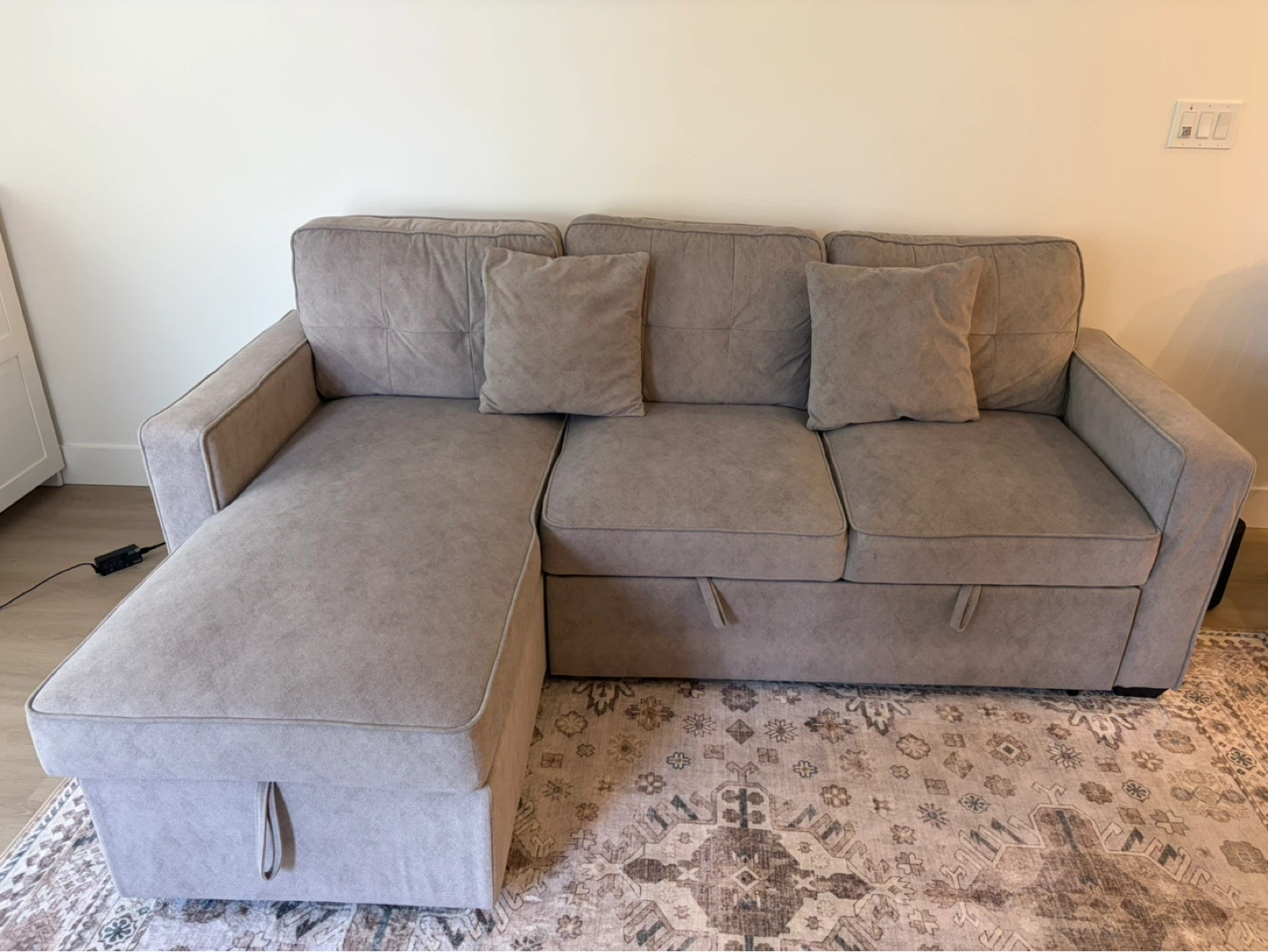 Grey Sectional Sofa Bed with Storage - photo 2